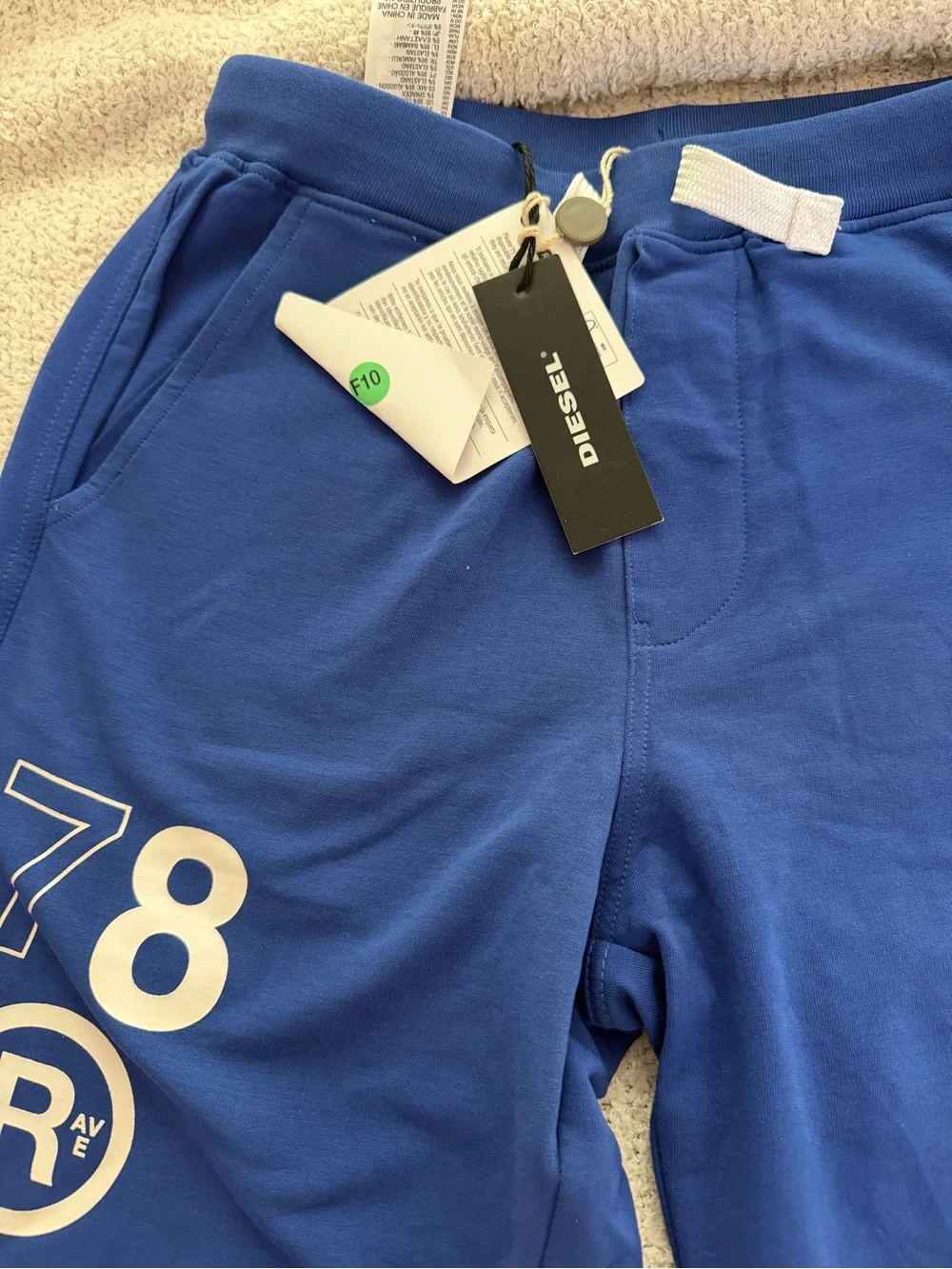 Diesel Royal Blue Graphic Drawstring Kids Shorts BOYS 12 years